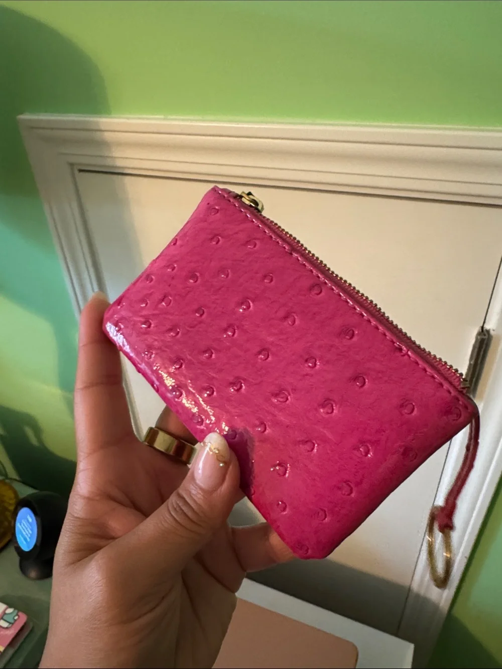 Marc by Marc Jacobs Hot Pink Textured Zip Card Pouch